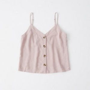 Abercrombie & Fitch Button-Front Linen-Blend Cami